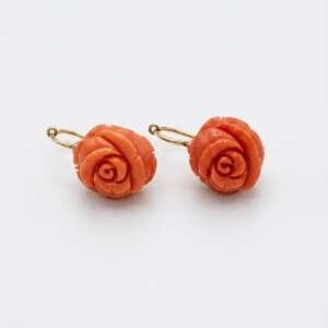 Pendientes oro coral natural