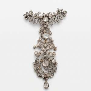 Broche oro plata diamantes rosas antiguos