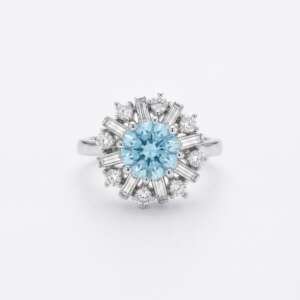 Anillo oro 18k aguamarina diamantes