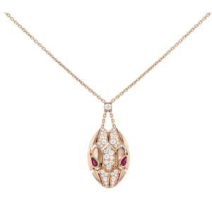 Collar Bvlgari Serpenti oro rosa diamantes rubíes