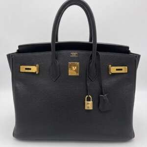 Hermès Birkin 35 cuero Togo negro herrajes dorados