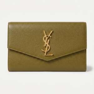 Clutch Yves Saint Laurent Uptown cuero verde