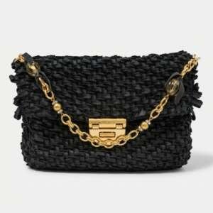 Bolso Nina Ricci negro tela herrajes dorados