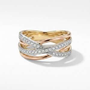 Anillo de oro blanco y rosa de 18k con diamantes