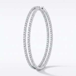 Aros grandes de oro blanco 18k con diamantes