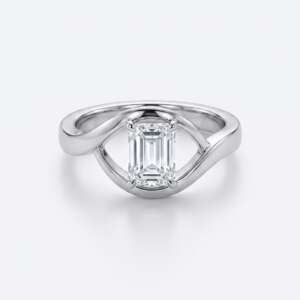 Anillo oro blanco 18k diamante 1.01 Cts talla esmeralda GIA