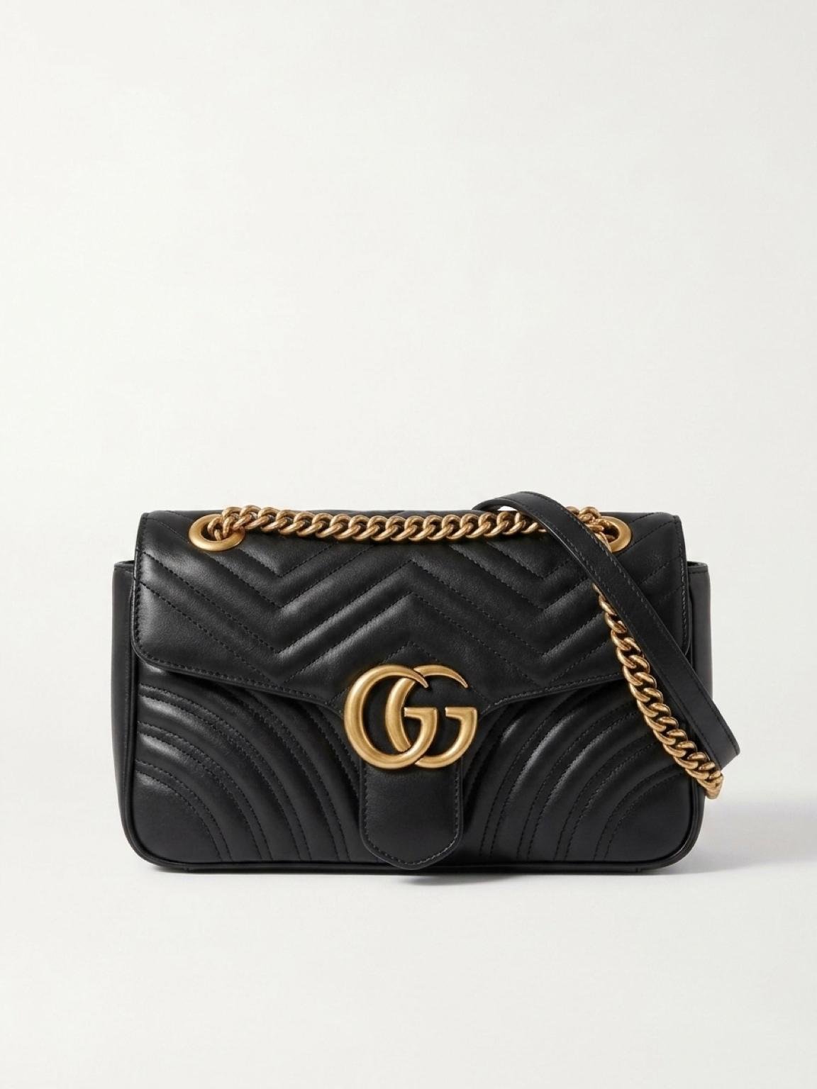 Bolso Gucci Marmont MD cuero negro herrajes dorados