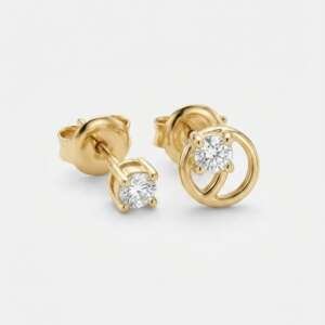 Pendientes de oro 18k con pequeños diamantes