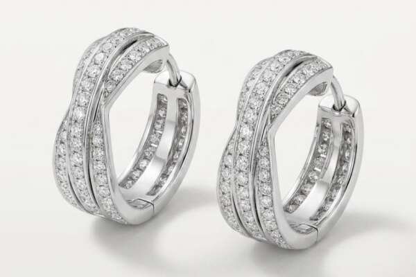 Pendientes Cartier Trinity Oro Blanco 18k Pavé de Diamantes