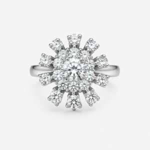 Anillo de oro blanco de 18 quilates con diamantes talla 54