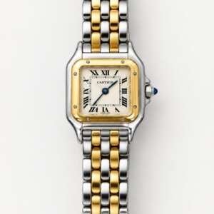 Reloj Cartier Panth&egrave;re de oro y acero, reconocible por su brazalete con dos l&iacute;neas de oro que aportan contraste y elegancia al dise&ntilde;o. Una pieza ic&oacute;nica de la relojer&iacute;a Cartier, con una est&eacute;tica sofisticada y atemporal.
